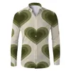 Herren lässige Hemden Mann Valentinstag Freizeit -Hemd Love Drucken Langarm Kleidung Camisa Soziales Kleid hübsche Männer