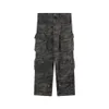 Y2K American Retro Fashion Camouflage Overalls för män och kvinnor High Street Hip-Hop Wide Leg Straight Tube Casual Pants