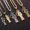 316L Stainless Steel Holy Saint Death Santa Muerte Pendant With 9MM Chain Men's Necklace Gold Tone DIY Jewelry Making Gifts212D