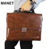 Briefcases Manet männliche Business -Schulter -Aktentasche mit Passwort Lock Computer Leder 15 "Laptop Messenger Office -Taschen Handtasche für Männer