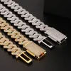 Męskie łańcuchy ciężkie 18 mm -24 -calowe złoto w pełni zaklęty rozkład CZ Naszyjnik łańcucha kubańskiego linki mody biżuterii dla mężczyzn