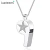 Pendant Necklaces LUOTEEMI Trendy White Gold Color Whistle Necklace For Women Top Quality CZ Crystal Stars Shaped Jewellery Gift3167