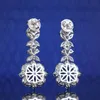 Dangle Earrings ZOCA Real 925 Sterling Silver Drop Sapphire Cluster Gemstone Flower Luxury For Women