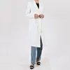 여자 트렌치 코트 Superaen 2023 가을/겨울 불규칙 스트랩 디자인 흰색 한국 포켓 롱 코트