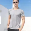 Men's T Shirts Short Shirt 2023 Cool Summer T-shirt White Black Blue Thin Elastic Daily Casual Tops MEN V-Neck Solid Tees