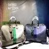 44 cm klassische Frauen Reisen Reisen Modie Männer Reisen echte Leder -Trimm -Gepäck -Duffel -Taschen Leinwand Handtasche231c