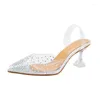 Sandaler skor för kvinnor 2023 Fish Mouth Women's Fashion Crystal Office and Career Slip-On Heeled