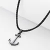 Runda Fashion IP Black en acier inoxydable Sailor Anchor Pendant Collier pour hommes bijoux avec corde en nylon 201013279r