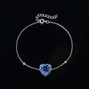 Bangles Jewelrypalace New Arrival Heart Bow Love 4.2ct Stone Created Blue Spinel Sterling Sier Adjustable Bracelet for Woman