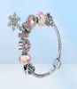 Mode smycken europeiska kvinnor diy charm armband trendiga kristallpärlor snöflinga hänge silver pläterade koppar armband armband för2624939