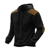 HOBES MEN Men Hombres casuales con capucha casuales con cordero sudadera con capucha elegante textura de gofres con diseño de parche de capucha para