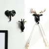 Resin Animals Head Sticker Hook Wall decorative clothes Hanger for Door Kitchen Bag Handbag Coat Hooks Key Holder Decor 231225