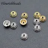 50pc Hight Quality Gold Plating CZ Beads Paved Spacer Findings Bulk End Charms Bead Cap for Jewelry Making Supplies 231225