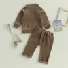 2023 06 19 Lioraitiin 0 4 Anni Bambino Neonato Ragazza 2 pezzi Autunno Outfit Felpa a maniche lunghe in peluche a righe Pantaloni solidi Set 231225