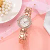 Armbandsur Glamorous Rhinestone Quartz Watch Armband Set: Höj ditt utseende med minimalistisk stil!