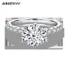 ANZIW 925 Sterling Zilver 4CT Ronde Cut Ring voor Vrouwen 6 Gaffel Gesimuleerde Diamond Engagement Wedding Band Ring Sieraden7937329