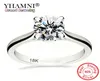 Yanhui with Certifical Luxury Solitaire 20ct Zirconia Diamond Wedding Rings Women Pure 18Kホワイトゴールドシルバー925リングZR1289914756