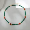 Pendanthalsband Beaded Necklace Originalitet Design Natural Stone Turquoise Hand Stick Tide Böhmen Enkel justerbar rispärla