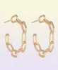 Hoop Huggie Gold Silver Color Hollow Metal Chain Earring For Women Girl Vintage Enkel oregelbunden geometrisk rundcirkelsmycken6461278