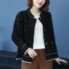 女性用ジャケット2023模倣ミンクベルベットショートセーターコートスプリングと秋の格子縞の厚くなったニットカーディガンジャケット