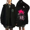 Japanska anime hoodies tecknad tröjor för män kvinnor blixtlås jackor överdimensionerade streetwear haruku casual fleece coat hoodie