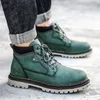 Bottes d'hiver pour hommes outils de haute qualité hommes verts en cuir avec fourrure anti-usin