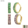Andywen 100% 925 Srebrny Rainbow Color Hoops Circle Round Earring Piecing CZ Pave Pendiente Ohringe Biżuteria 20092219m