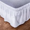 Solid Color Elastic Bed Ruffles Skirt Wrap Around Style Easy Fit 15 Inch Drop Dust Ruffle Skirts Corners Fade Resistant 231225