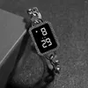 Zegarek dla kobiet swobodna bransoletka obserwuj projekt ekranu dotykowego cyfrowy z paskiem łańcuchowym na prezent urodzinowy dziewczyny