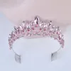 Nuova Fashion Baroca Luxury Pink Crystal Crystal Bridal Crown Tiaras Women Diadem Tiaras per Accessori per capelli da sposa per ragazze Y200807205A