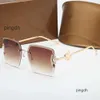 2024 Summer Fashion womens sunglasses Designer Square Frameless Art Pearl Embellished Gold Metal Temples Premium Texture Simple and Elegant