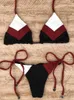 Bikinis Set Seksi Halter Mayo Kadınlar Tanga Mikro Bikini Yukarı 2023 Brezilya Bikini Tropikal Bitki Baskı String Mini Mayo231225