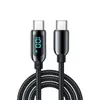 100-W-USB-C-auf-USB-C-Kabel, Schnellladekabel aus geflochtenem Nylon mit LED-Anzeige für iOS, Android, iPad, MacBook, Samsung usw.