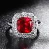 Clusterringe Spring Qiaoer 925 Sterling Silber 10 10mm Labor Ruby Emerald Gemstone Engagement Fine Schmuck Vintage Ring für Frauen Geschenk