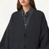 レディースニットVII 2023ブランドLe Autumn Winter Women Clothingsingle Breched Solid Color Woolen Cardigan Jacket Sweaterオファー