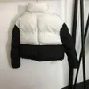 Korki damskie płaszcze zimowe pikowana kurtka czarno -biała kołnierz długi rękaw ciepły krótki płaszcz y2k retro swobodne 20239784