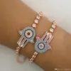 hele hoogwaardige CZ Purple Blue Hamsa handarmband Turkse sieraden turquoises stenen tennisketen verstelbare armbanden326w