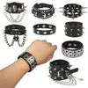 Link Armbanden Punk Style Pu Leather Bracelet Rock Street Dance Performance Black Rivet onregelmatige puntige mannen vrouwen sieraden