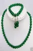 natuurlijke 8MM groene jade kralen kettingarmbandoorringsets016069297