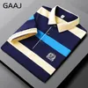 GAAJ Striped Polo Men Business Cotton Brand Poloshirt Summer Casual Shirts Classic Broidered Robe Tops Fashion Social Tees 231222