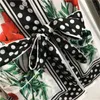 Odzież domowa Pijama dwupoziomowy set Kobiety Pama Floral Polka Dot nadruk krawat talia Lapowa koszula z długim rękawem i wysokie talii szerokie nogi