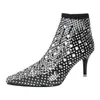 Sexy Large Pointed Thin High Heel Rhinestone Mesh Socks Hollow out High Heel Cool Boots 231225