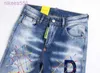 Jeans pour hommes D2 brodés de couleur claire de styliste Quadratic Red Slim Fit DSQ Process Pantalon en flanelle rayée