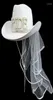 Berets Bride Cowgirl Hat With Veil Novelty Cowboy Summer Beach Long Western Fancy Dress Accessory1641957