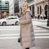 Damengrabenmäntel 2024 Winter Long Coat Frauen Down Jacke weibliche Baumwolle gepolsterte Kapuze -Overtock Parka Mujer Dicke Dame warme Jacken oben