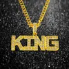 Ketten CZ Zirkon HipHop Halskette King Brief Männer Anhänger Bling Eced Cuban Link Gold Kette Kristall Strass männlicher Schmuck1350y