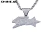 Män och kvinnor White Gold Hip Hop Number 47 Star Pendant Necklace Charms Cubic Zircon Stone Smycken gåvor7198636