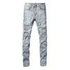 Mens Designer Jeans Distressed Ripped Biker Slim Fit Motorcycle Denim for Men Top Quality Fashion Jean Pants Pour Hommes 6808