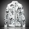 Jackor 2021 Spring New Men Floral Printed Jackets Cardigan dragkedja Rockar Fashion Bomber Jacket Mens Slim Fit Windbreaker Coat Plus Size