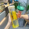 700 ml opvouwbare rietje beker transparant waterfles met grote capaciteit draagbare sapbeker citroenwaterfilter schattig meisje drankfles 231225